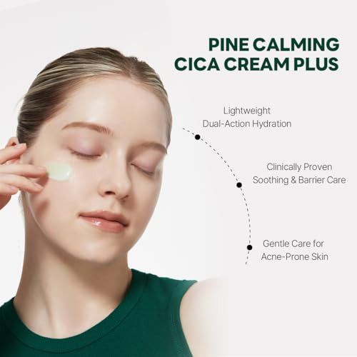 Round Lab Pine Cica Calming Cream Plus 60Ml Dual-Texture Soothing Cream For Blemish Care Acne-Prone Skin Safe Sebum & Oil Control Intensive Calming Strengthens Skin Barrier Clear & Calm Finish