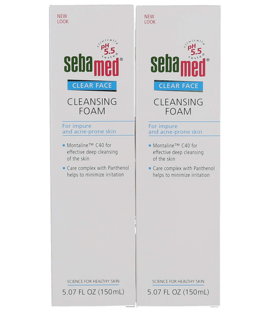 Sebamed Clear Face Cleansing Foam Gentle Face Wash For Impure Oily And Acne-Prone Skin 5.07 Fluid Ounces (Pack Of 2)