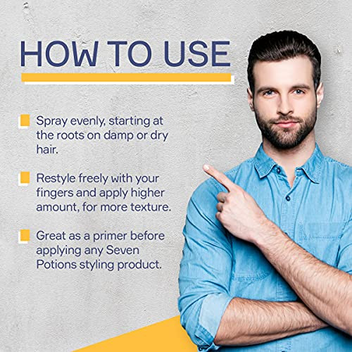 Seven Potions Salt Spray For Men Hair Texture Spray With Matte Finish & Grit Volumizing Pre-Styler For Beach Waves Water-Based Quick-Dry Non-Sticky Vegan Cruelty-Free 6.8 Fl Oz