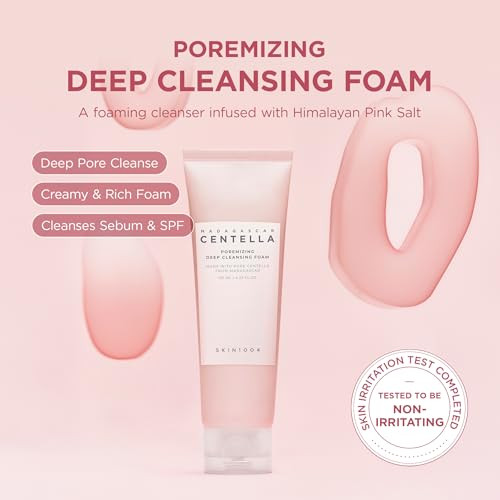 Skin1004 Poremizing Deep Cleansing Foam 4.23 Fl.Oz 125Ml Makeup Remover Korean Face Cleanser With Himalayan Pink Salt & Madagascar Centella Asiatica For Facial Pore Cleansing Korean Skin Care