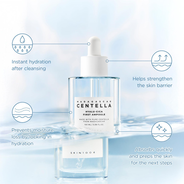 Skin1004 Hyalu-Cica First Ampoule Korean Serum For Face With Hyaluronic Acid & Centella Facial Ampoule Serum For Deep Moisture Lightweight Centella Ampoule Korean Skin Care 3.38 Fl.Oz / 100Ml