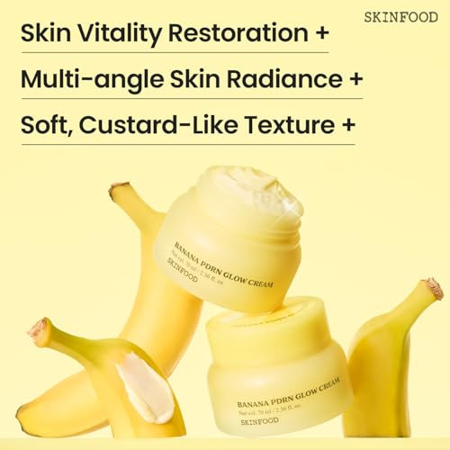 Skinfood Banana Pdrn Glow Cream Hydrating & Firming Vegan Pdrn Moisturizer Lightweight Custard Texture For Radiant Skin & Makeup Prep Korean Skincare 70 Ml (2.36 Fl Oz)