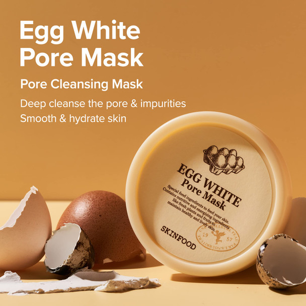 Skinfood 1957 [Skinfood] Egg White Pore Mask 120G (4.23 Fl Oz) Clay Mask Pore Tightening Exfoliator Sebum Absorption Hydra Exfoliant (4.23 Oz)
