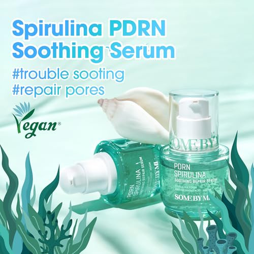 Some By Mi Pdrn Spirulina Soothing Repair Serum 1.69Oz 50Ml Korean Vegan Pdrn Serum For Face Calms Redness Firms & Hydrates Skin With Spirulina Peptides & Marine Mucin Korean Skin Care