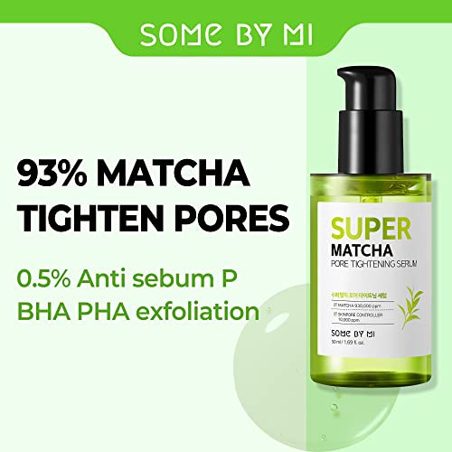 Some By Mi Super Matcha Pore Tightening Serum - 1.69Oz 50Ml - Made From Match Water For Sensitive Skin - Skin Moisturizing And Purifying Effect - Blackheads Sebum And Pore Care - Korean Skin Care