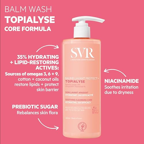 Svr Topialyse Cleansing Balm Gentle Soothing Cleanser For Dry Sensitive Skin 24H Hydration Multi-Purpose Use Soap-Free & Sulfate-Free - Fragrance-Free Dermatologically Tested 13.5 Fl Oz