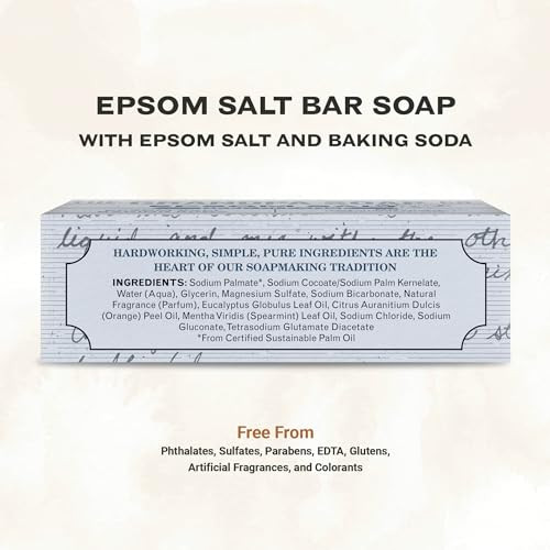 The Grandpa Soap Company Epsom Salt Bar Soap - Deep Cleansing Soap Made With Epsom Salt And Baking Soda Removes Dirt Grease And Grime Vegan For Face And Body 4.25 Oz 4 Pack