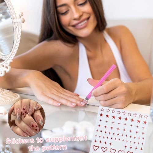 Trtyef Nail Art Stamp Pen Set - 15Pcs Professional Nail Stamping Kit With Floral Patterns Silicone Tools For Diy Nail Art Designs For Beginners Women Girls (15Pcs Set)