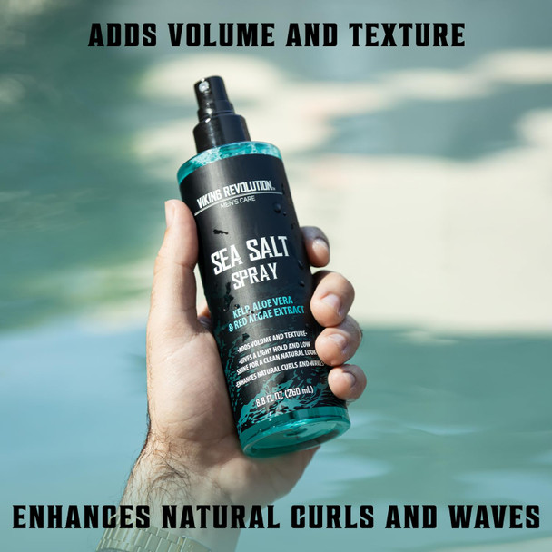 Viking Revolution Ultimate Hair Care Collection - Styling Hair Kit Includes Sea Salt Spray (8.8Fl Oz) Texture Powder (1Oz) Hairclay (2 Oz) Comb Set (6 Pieces) And Oil (1.7Fl Oz) - Men s