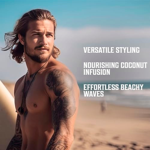 Viking Revolution Coconut Sea Salt Spray For Hair Men - Hair Texturizing Spray With Kelp Aloe Vera & Red Algae Extract - Surf To Add Volume And Texture - Sea Salt For Men Beach