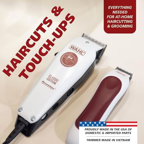 Wahl Usa Classic Edition Corded Hair Clippers & Cordless Hair Trimmer For Men Women & Children Powerdrive Motor For Smooth Consistent Haircutting & Touch-Up Trimmer Model 3029167