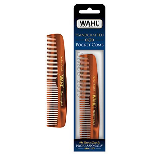 Wahl Beard Mustache & Hair Pocket Comb For Men'S Grooming - Handcrafted & Hand Cut With Cellulose Acetate - Smooth Rounded Tapered Teeth - Model 3324
