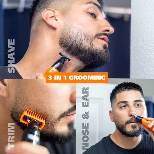 Wahl Trim Ninja Hybrid Electric Shaver For Facial Hair & Nose Grooming 2 Heads - Bi-Directional Electric Beard Trimmer For Men Precision Ear & Nose Hair Trimmer For Men Model 3030114