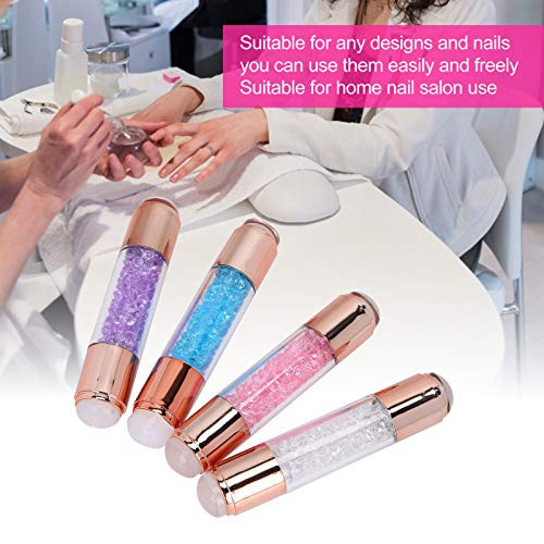 Yuyte 4Sets Dual Ended Nail Stamper Kit Manicure Art Stampers Silicone Stamp Pens Double Ended W/Nail Seal Plate For Home Nail Salon Manicure Tools Diy Nail Art Designs