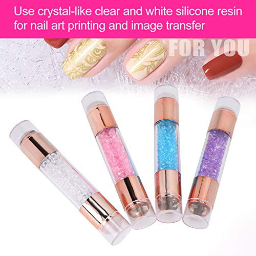 Yuyte 4Sets Dual Ended Nail Stamper Kit Manicure Art Stampers Silicone Stamp Pens Double Ended W/Nail Seal Plate For Home Nail Salon Manicure Tools Diy Nail Art Designs