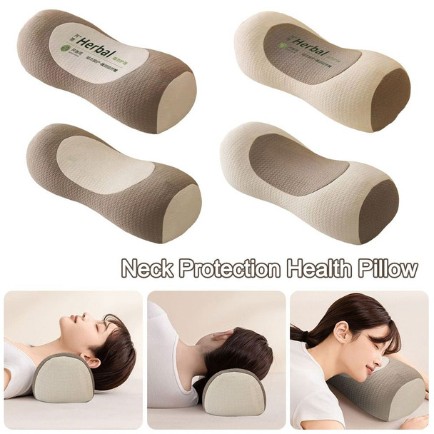ZHIWEIKJ Cylindrical Buckwheat Pillows Breathable Help Sleep Cervical Vertebra Pillow Neck Pain Relief Anti-arch - Beige-Type 1
