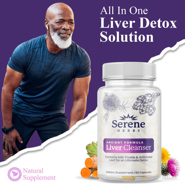 Serene Herbs Liver Cleanse Detox & Repair Formula – Pure Health Liver Support with Milk Thistle, Artichoke & Dandelion Root for Fatty Liver & Liver Health Herbal Detox Supplement Capsules (60 Count)