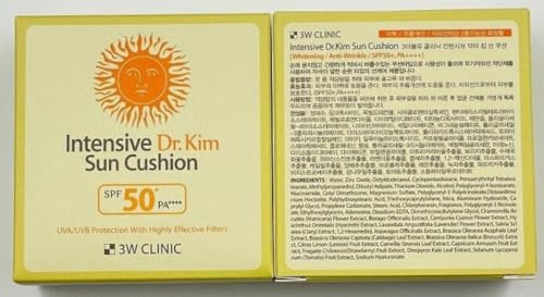 3W Clinic Intensive Dr.Kim Sun Cushion (15G 0.53Oz) Spf50+/Pa++++ Uva/Uvb Protection With Highly Effective Filters Sunscreen Suncream