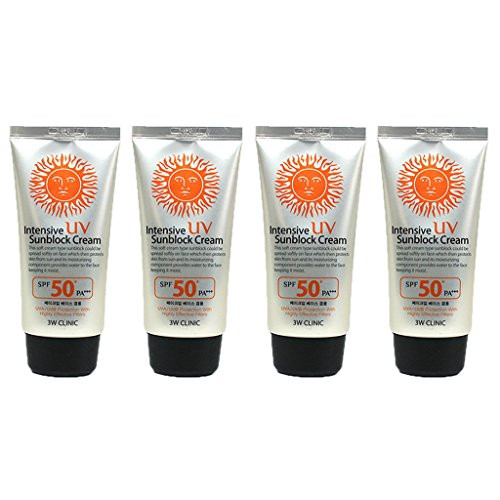 3W Clinic Intensive Uv Sunscreen Sunblock Cream 4 Pack Spf50+ / Pa+++ 70Ml (2.3Oz)