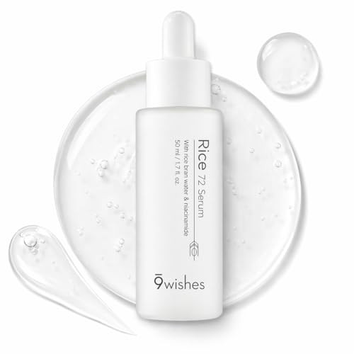 9 Wishes 9Wishes Rice 72 Serum Korean Rice Bran Water 72% Face Serum With Niacinamide Non-Sticky Lightweight Hydration Brightening Glow Boost For Dull Skin 50Ml / 1.69 Fl. Oz