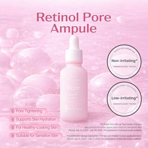 9 Wishes 9Wishes Retinol Pore Ampule Korean Serum Ampoule For Pore Tightening With Retinol & Bakuchiol Fragrance- Sensitive Skin Friendly 30 Ml / 1.01 Fl. Oz