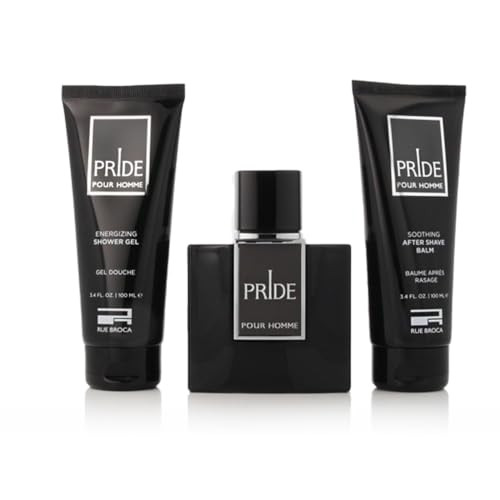 Afnan Rue Broca Pride Homme 3-Piece Set (Eau De Parfum + Shave Balm + Shower Gel) 3.4 Ounce Each