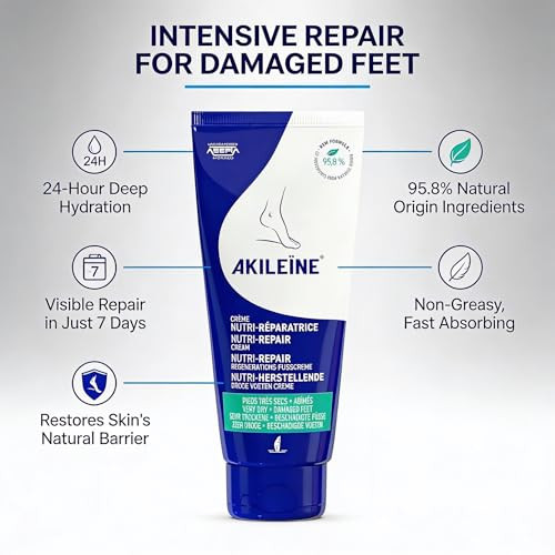 Akileine Nutri-Repair Shea Butter Foot Cream 100 Ml - Deep Moisturization & Skin Repair For Dry Feet