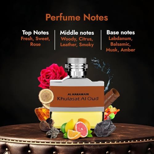 Al Haramain Khulasat Al Oud - Cologne For Men - Long Lasting Arabian Perfume For Men - Oud Eau De Parfum Fragrances 3.3 Oz