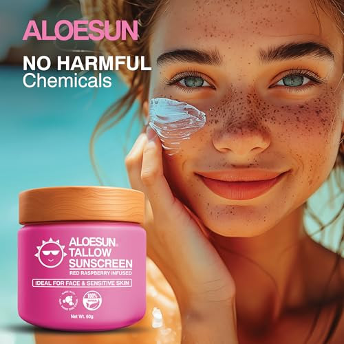 Aloesun Organic Beef Tallow Sunscreen Spf 30 - Natural Sunblock Lotion For Face And Body With Non Nano Zinc Oxide Mineral Protection - Reef Safe Travel Size Tallow Moisturizer For Adult And Baby 2.12 Oz