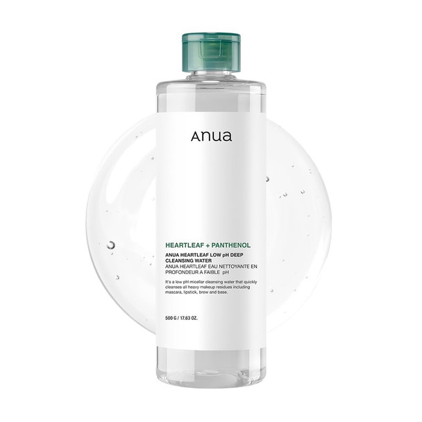 Anua Heartleaf Low Ph Deep Cleansing Water Micella Water Panthenol Squalane Makeup Remover For Sensitive Skin Korean Skin Care (500G 17.63 Oz.)