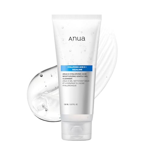 Anua Moisturizing Gentle Gel Cleanser Hydrating Face Wash With Hyaluronic Acid Squalane & Ceramide Ph Balancing Non-Stripping Cleanser For Sensitive Skin Korean Skin Care 5.07 Fl Oz