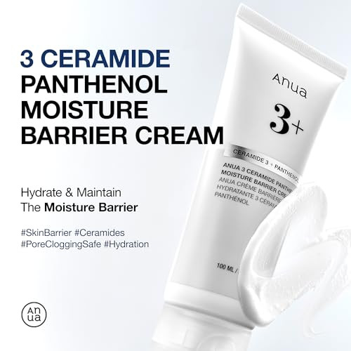 Anua 3 Ceramide Panthenol Moisture Barrier Cream Hydrating Daily Face Moisturizer For All Skin Types Soothing Non Comedogenic With Centella For Skin Barrier Korean Skincare 3.38 Fl Oz