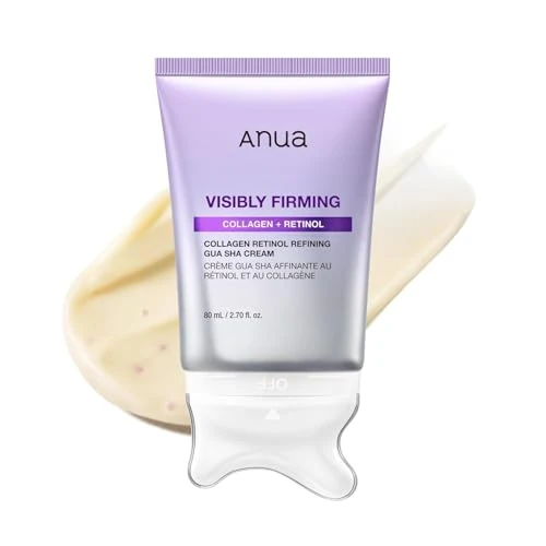 Anua Collagen Retinol Refining Gua Sha Cream Neck Cream For Lifting & Firming Jawline To D Collet Daily Moisturizer Fine Line Care Neck Massager Korean Skin Care 2.7Fl.Oz