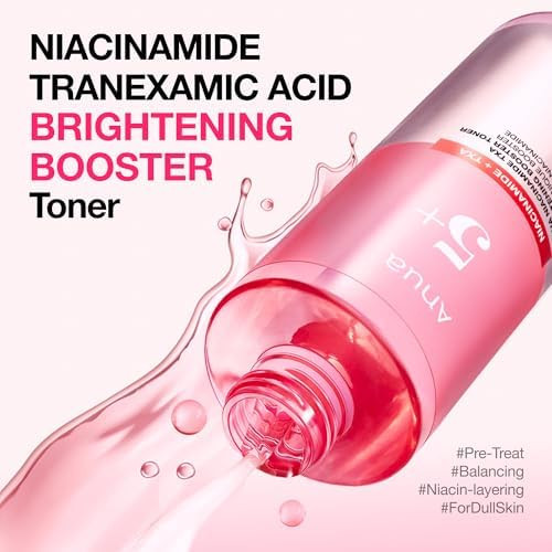 Anua Niacinamide Tranexamic Acid Brightening Booster Toner Lightweight Pink Essence Toner For Dark Spot Care Glow & Skin Clarity Korean Skincare 8.45 Fl Oz