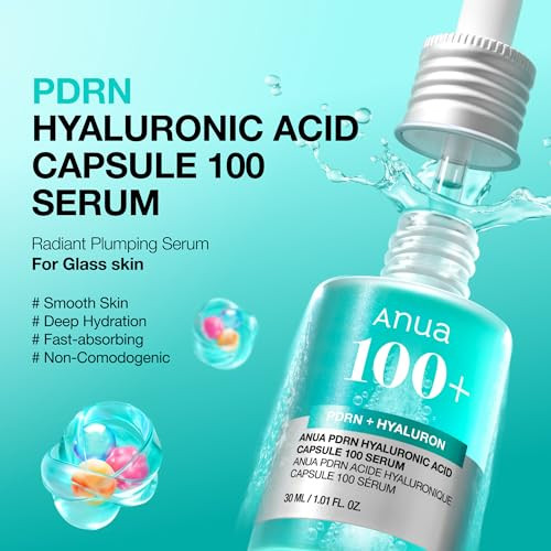 Anua Pdrn Hyaluronic Acid Capsule 100 Serum Radiant Face Serum Salmon Dna Hyaluronic Acid Hydration Moisture Plumping Effect Lightweight Glass Skin Korean Skincare 1.01 Fl. Oz