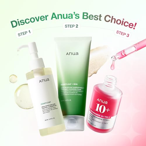 Anua 3-Step Glass Skin Beginner Set Oil Cleanser And Face Wash With Facial Serum Double Cleansing Daily Routine With Niacinamide Korean Skin Care Set