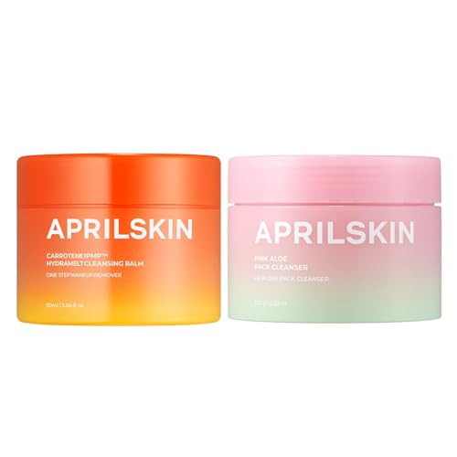 Aprilskin Double Cleanse Duo Carrotene Ipmp Hydromelt Cleansing Balm & Pink Aloe Facial Polish Cleanser Hydrating And Gentle Care For Fresh Radiant Skin