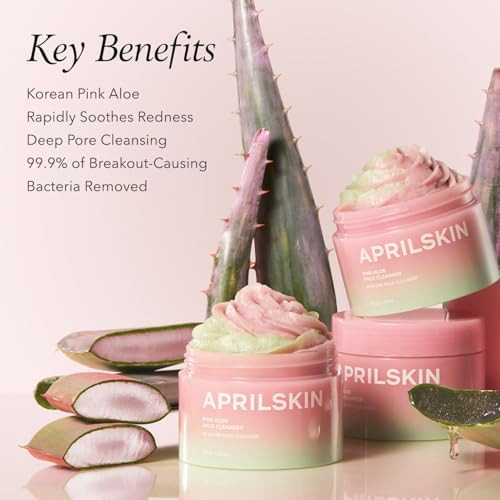 Aprilskin Pink Aloe Cleanser With Pore Brush: Pink Aloe Facial Polish Cleanser And Pore Cleansing Facial Silicone Brush