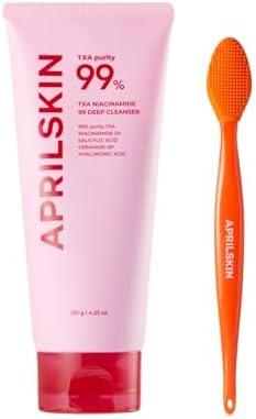 Aprilskin Txa Bubble Gum Cleanser With Pore Brush: Txa Niacinamide 99 Pore Care Pink Bubble Gum Deep Cleanser(4.23 Fl.Oz.)+Pore Cleansing Facial Silicone Brush