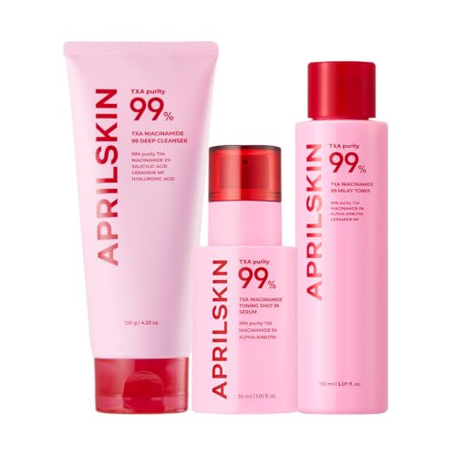 Aprilskin Txa Deep Cleansing & Hydrating Trio: Txa Niacinamide Pore Cnsare Pink Bubble Gum Deep Cleaer Txa Toning Shot Spicule Serum And Pink Milky Toner