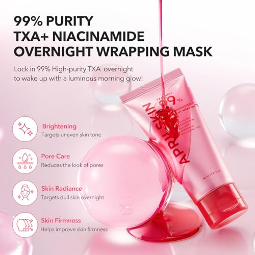 Aprilskin Txa Overnight Glow Booster Trio: Txa Toning Shot 99 Spicule Facial Serum Pink Milky Toner And Txa Overnight Wrapping Mask