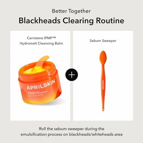 Aprilskin Pore Care Duo With Pore Brush With Sebum Sweeper: Carrotene Ipmp Hydromelt Cleansing Balm Carrotene Ipmp 3-Min Quick Dry Pore Caring Clay Mask And Pore Cleansing Facial Silicone Brush
