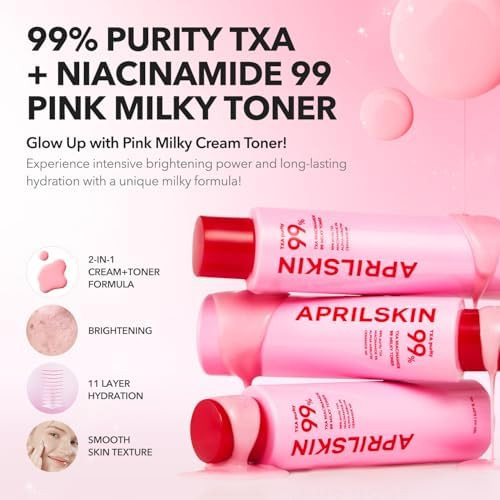 Aprilskin Txa Pink Overnight Skincare Duo: Txa Niacinamide 99 Pink Milky Toner And Txa Niacinamide 99 Overnight Wrapping Mask