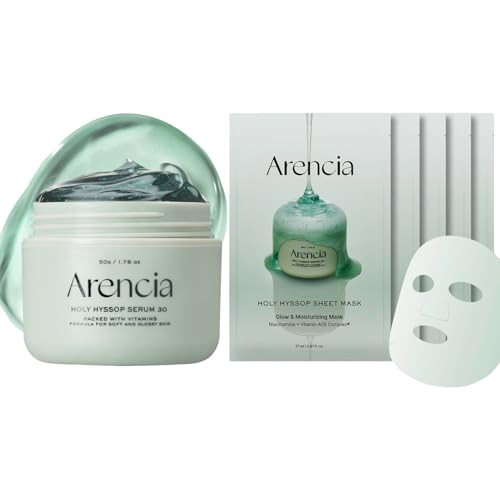 Arencia Glow Hyssop Skincare Duo [Glow Hyssop Overnight Face Mask Serum + Glow Hyssop Sheet Mask 5Pack]