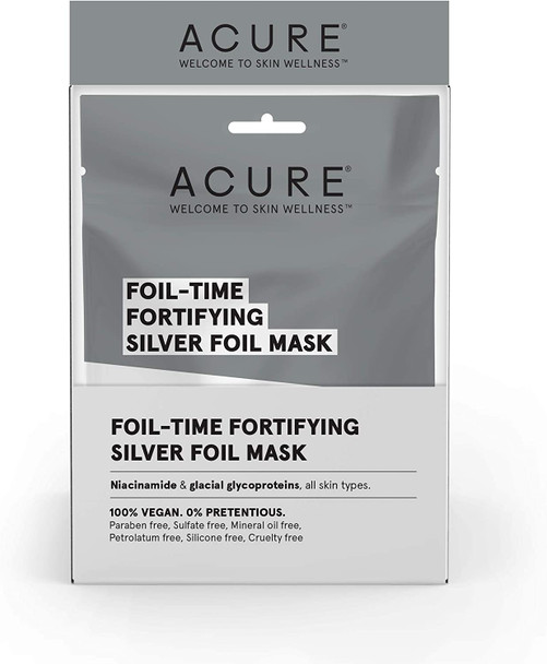 ACURE Foli-Time Fortifying Silver Mask | 100% Vegan | Traps Heat to Open Pores For Superior Serum Delivery | All Skin Types | 12 Count