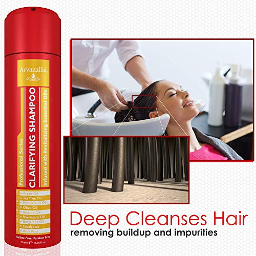Arvazallia Revitalizing Hair Care Bundle - Hydrating Argan Oil Mask Clarifying Shampoo With Essential Oils For Amazing Conditioning And Deep Cleansing