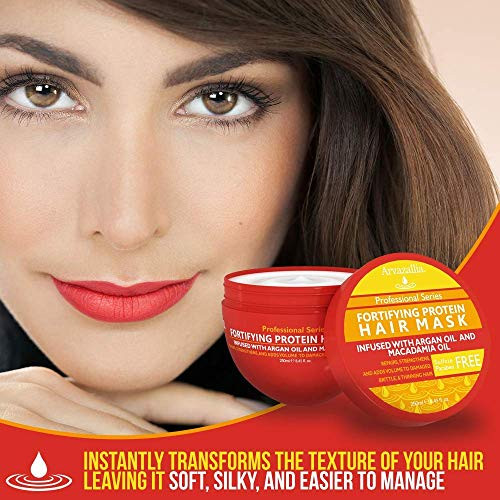 Arvazallia Fortifying Protein Hair Mask And Clarifying Shampoo With Revitalizing Essential Oils Bundle - Professional Detoxifying Shampoo And Deep Conditioner Treatments For Dry Or Damaged Hair