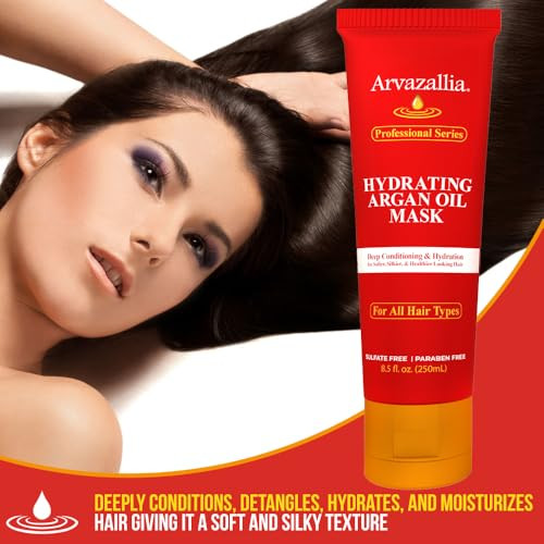 Arvazallia Hydrating Argan Oil Hair Mask And Leave-In Hair Mask & Hydrating Conditioner Bundle - The Ultimate Rinse-Out Deep Conditioner And Leave-In Conditioner Combo To Repair Rejuvenate And Revitalize Dry