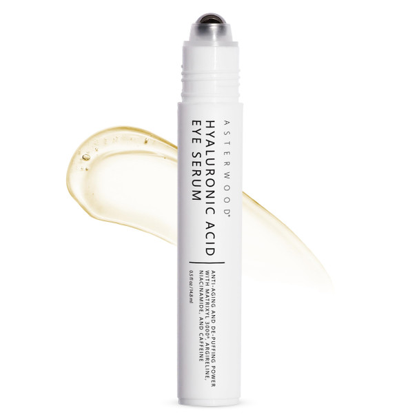 Asterwood Hyaluronic Acid Eye Serum - Reduces Undereye Bags Wrinkles Dark Circles Fine Lines & Crow's Feet - With Matrixyl 3000 Niacinamide & Caffeine - Treatment For Women & Men 0.5 Fl Oz