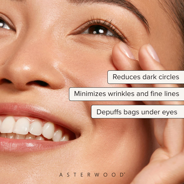 Asterwood Hyaluronic Acid Eye Serum - Reduces Undereye Bags Wrinkles Dark Circles Fine Lines & Crow's Feet - With Matrixyl 3000 Niacinamide & Caffeine - Treatment For Women & Men 0.5 Fl Oz